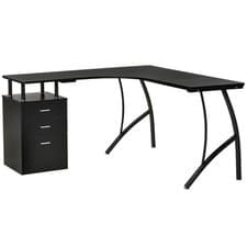 Image of HOMCOM L-Shaped Corner PC Desk Table w/ Drawer Home Office Workstation, Black
