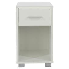 Image of Lido Bedside Cabinet Gloss White Small 1 Drawer Modern Compact Design
