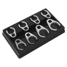 Image of Sealey 8 Pce 1/2" Metric Bi-Hex Open End Crows Foot Spanner Set 20mm-32mm,AK5981