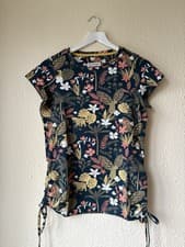 Image of New Ex Brakeburn Teal jungle Print Cotton Tie Side Top Size 8