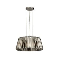 Image of 5 Lights Chrome Finish Smoked Crystal Glass Shade Ceiling Fitting Pendant Light