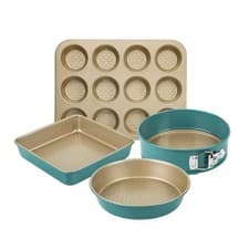 Image of Nadiya x Prestige 0.8mm Bakeware Set 4 Piece Blue/Gold