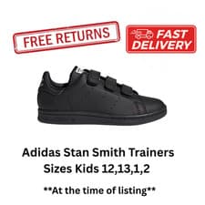 Image of adidas Stan Smith CF C Strap Childrens Boys Black Trainers FY0969 FREEPOST