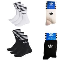 Image of Adidas Socks Mens Women 3 Stripes Crew Cotton Sports Gym Trainers Casual
