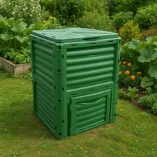 Image of HuggleGreen Garden Compost Bin 300 Litre Green Plastic Outdoor Waste Eco Organic