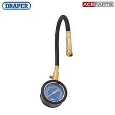 Image of Draper Tyre Pressure Gauge with Flexible Hose for Car Van Motorbike Cycle Bike