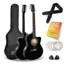 Image of 3rd Avenue Full Size Cutaway Electro Acoustic Black Guitar Pack