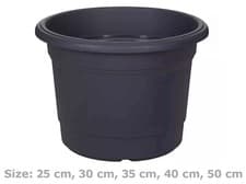 Image of Whitefurze Milano Round Planter Flower Plant Pot Sturdy Plastic Home Garden Lawn