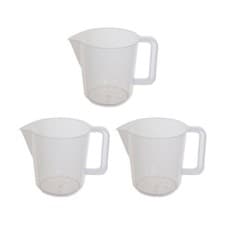 Image of 3pk 1 Litre Plastic Clear Measuring Jug Baking Kitchen Cooking