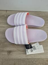 Image of Adidas Adilette Aqua Slides Almost Pink White Quick Dry Cloudfoam Sandals