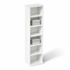 Image of NEW! 6 Tier White Wooden CD DVD Game Book Shelf Storage Tower Rack- Fits 102 CDs