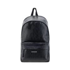 Image of Balenciaga Black Calf Leather Bos Taurus Backpack