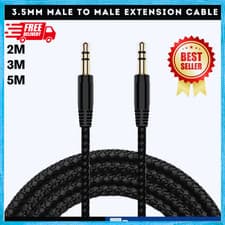 Image of 2M to 5M Headphone Aux Cable Audio Lead 3.5mm Jack to Jack Stereo PC Car Male