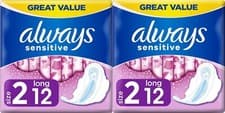 Image of Always Sensitive Ultra Long Sanitary Pads Towels with Wings, Size 2 - 24 Pack