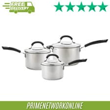 Image of Circulon Total Stainless Steel 3-Piece Saucepan Set with Lids 100% ORIGINAL⭐⭐⭐⭐⭐