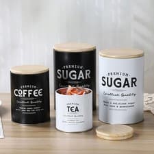 Image of 3 Pieces Kitchen Canisters for Countertop Farmhouse Canister Sets Rustic Large