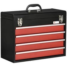 Image of DURHAND 4‑Drawer Tool Chest Lockable Steel Toolbox, Ball Bearing Runners