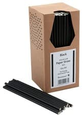 Image of Paper Straws Black 250 x 8" Eco Friendly Biodegradable Compostable 6mm Bore