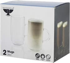 Image of Ravenhead Entertain Set Of Glass Mugs Coffee Latte Glasses 26CL Pk2