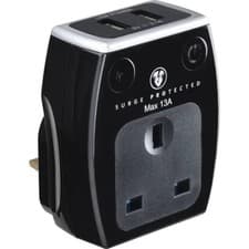 Image of Masterplug Surge Protected Power Adaptor with 2 USB Charging Points