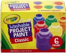 Image of Crayola Washable Kids Paint Colours 6 x 59ml Bottles Art Craft