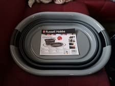 Image of Russell Hobbs Collapsible Laundry Washing Basket Collapsible Tub Oval 27L Grey
