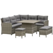 Image of 6-Piece Rattan Corner Sofa Set Grey Steel Frame Plastic Wicker 127x70x84cm 6pcs