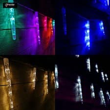 Image of 72 LED 6.9m 24 Indoor Outdoor Icicle Christmas Chaser Lights in Choice of Colour