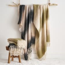 Image of Ombre Design Faux Mohair Throw 130 x 170cm – Soft Tassel Fringed Sofa Blanket