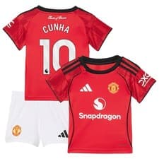 Image of Manchester United adidas Home Babykit 2025-26 with Cunha 10 printing
