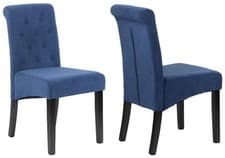 Image of 2 4 6 Velvet Dining Chairs Button detail Scroll top Beige Grey Blue Back velvet