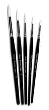 Image of Round White Synthetic Sable Artist Paint Brushes Pack 5 Mixed Sizes 2 4 6 8 10