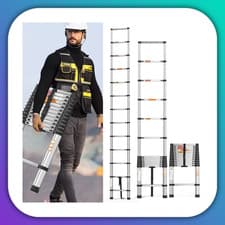 Image of 2.6M-3.8M Telescopic Ladder Heavy Duty Stainless Steel Extendable Non Slip