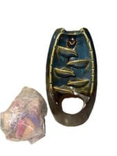 Image of New Ceramic Waterfall Incense Burner w/24 Cones Asian Zen Tranquility Bamboo