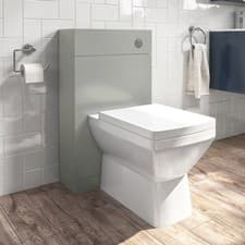 Image of 500mm Grey Back to Wall Toilet Unit with Cistern and Chrome BUN/BeBa_24935/89786