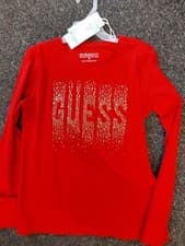 Image of SALE NEW GUESS RED GIRLS LONG SLEEVED T-SHIRT 8 YRS 10 YRS 12 YRS 14 YRS 16 YRS