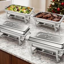 Image of 2/4/6/8pack Chafing Dish 8QT Stainless Steel Rectangular Chafer and Warmer Set
