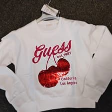 Image of SALE NEW GIRLS WHITE GUESS CROPPED STYLE SWEATSHIRT STYLE J5GQ00 8 YRS 14 YRS