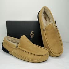 Image of UGG Men's Ascot Wool Lined Slipper Size US 12 Brown / Navy New In Original Box