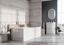 Image of White Acrylic Bath Panel Straight 1800 1700 White High Gloss Side End Bath Panel