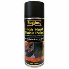 Image of Rustins High Heat Resistant Paint Matt Black BBQ Stoves Fireplaces 600ºC Temp