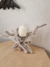 Image of driftwood candle holder