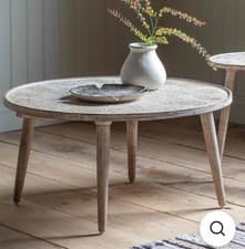 Image of Gallery Interiors Agra Coffee Table Natural White- Intricate Carving