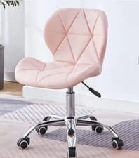 Image of Home Office Desk Chair Makeup Vanity Chair Adjustable Accent Chair with Wheels