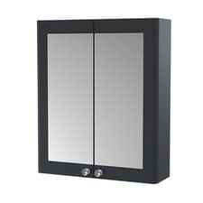 Image of 600mm Wall Mounted Bathroom Mirrored Cabinet 2-Door Anthracite Soft Closing