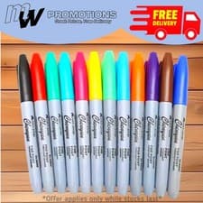 Image of 12 Colour Quick-Drying Waterproof Permanent Medium-Tip Markers (1 Pack of 12) UK