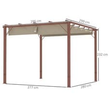 Image of Aluminium Garden Pergola with Retractable Roof Sun Shades 3 x 3(m) Natural
