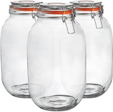 Image of Argon Tableware Glass Jars with Airtight Metal Clip Lid - 3000Ml/105.5Oz
