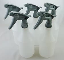 Image of 5 x Trigger Spray Bottles 750ml, Valeting, Grey Tolco, chemical resistant heads