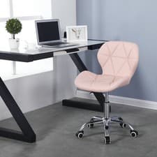 Image of Cushioned Computer Desk Office Chair Chrome Legs Lift Swivel Small Adjustable